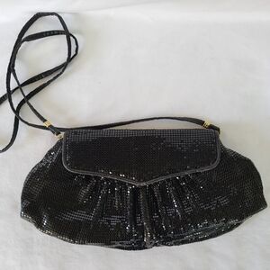 Vintage Whiting & Davis Black Mesh Evening Shoulder Bag 1980s